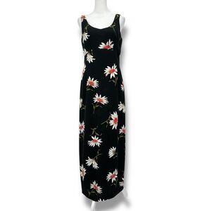 VTG‎ Y2K Rampage Size 7 Black Floral Maxi Dress Fairy Romantic Goth Indie Daisy
